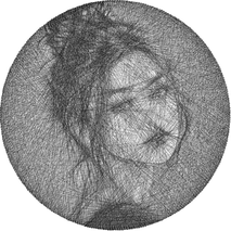 Monochrome portrait string art pattern
